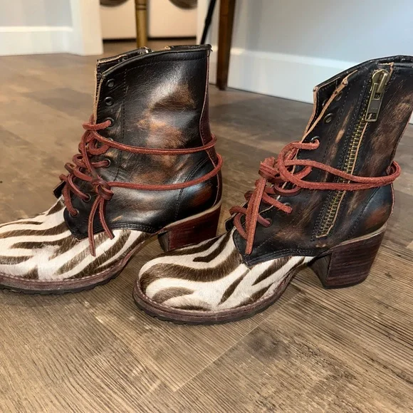 Freebird “Cavalier” Lace Up Boots Brown and Red Vintage Style - Picture 7 of 7